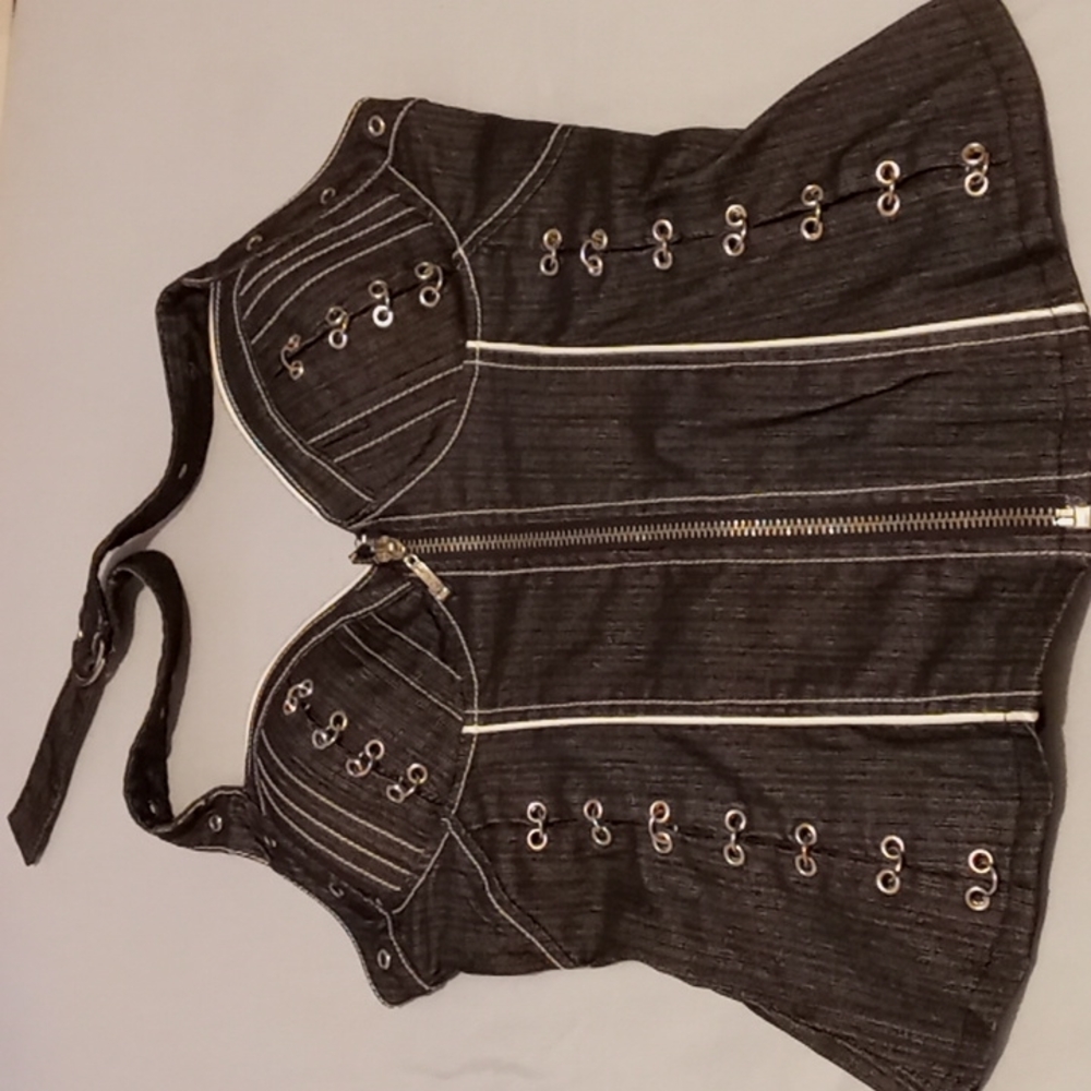 Jean corset zipper shirt for women